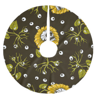 Solrossolens Döskallar: Unikt sömlöst Mönster. Julgransmatta Borstad Polyester