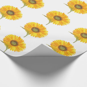 Solrossolens gult blommigt, vattenfärg Sommar Rust Presentpapper