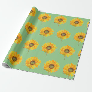 Solrossolens gult blommigt, vattenfärg Sommar Rust Presentpapper