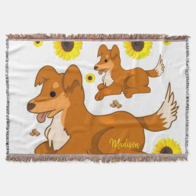 Solrossolens Hund Throw Blanket Filt (Framsidan)