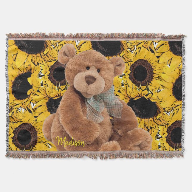 Solrossolens Nalle Throw Blanket Filt (Framsidan)