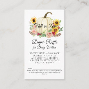 Solrossolens Rosa Blommigt Pumpkin Diaper Raffle Visitkort