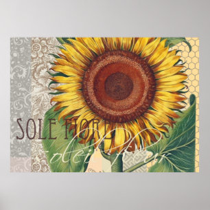 Solrossolens Vintage Damask Tapet Collage Poster