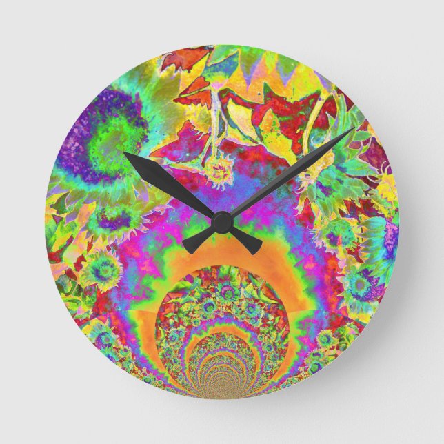 Solrossolja Fält Forever - orange Rund Klocka (Framsida)