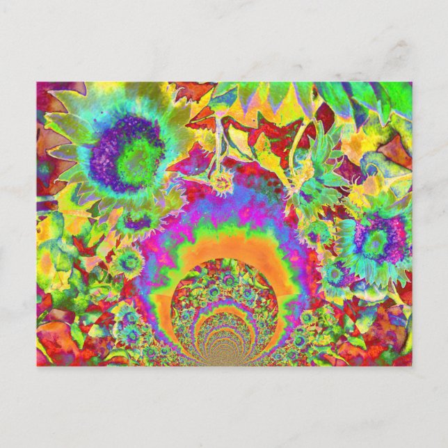 Solrossolja Fält Forever - orange Vykort (Framsida)