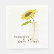 Solrossolja i en Mason Burk Baby Shower Napkin