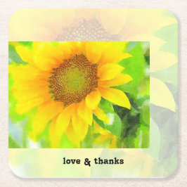 Solrossolja med ljus och Gult Underlägg Papper Kvadrat