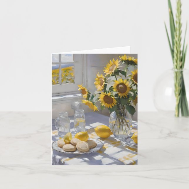 Solrossolja och sommartid - vattenfärger kort (Framsida)