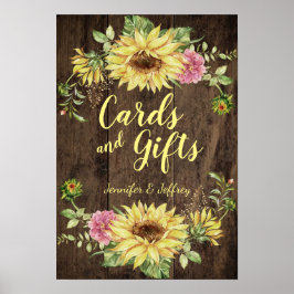 Solrossolja på Rustic Wood Land Card & Gift Sign Poster