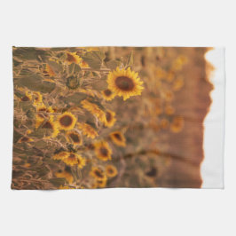 Solrossolnedgång på landsbygden Fält Färg Kökshandduk