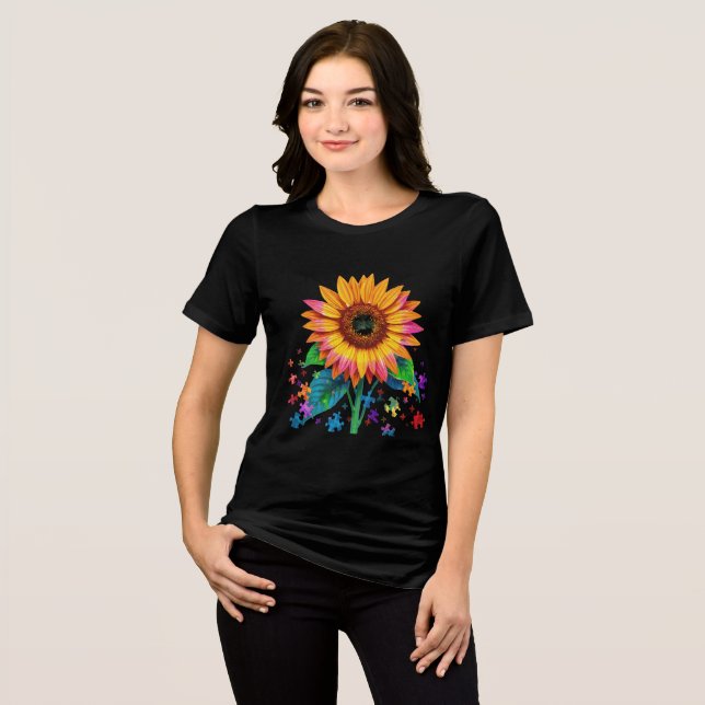 Solrossolrosa med Puzzle Delar T Shirt (Framsida Full)