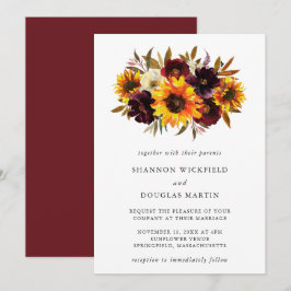 Solrossolrosblomma, Rustic Fall Blommigt Elegant b Inbjudningar