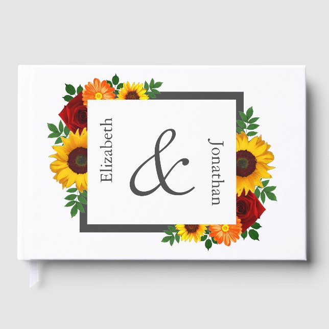 Solrossolrosblomman Ro Blommigt Bröllop Gästböcker (Framsida)