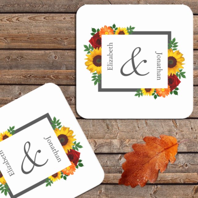 Solrossolrosblomman Ro Blommigt Bröllop Underlägg Papper Kvadrat (Skapare uppladdad)