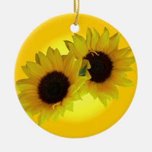 Solrossolrosblommor, vackra Gulter, blomdekan Julgransprydnad Keramik
