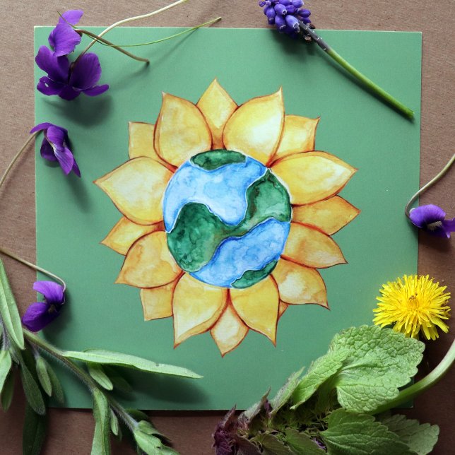 Solrossolrosdagen Art Vattenfärg Solblommor Poster (Skapare uppladdad)