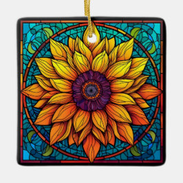 Solrossolrosolja med fastnat glas julgransprydnad keramik