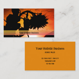 Solrossolrossilhouette Orange Black Holistic Visitkort
