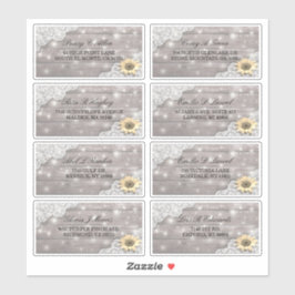 Solrossolrosskiva av bröllop Adress Snöre i Ljus Klistermärken