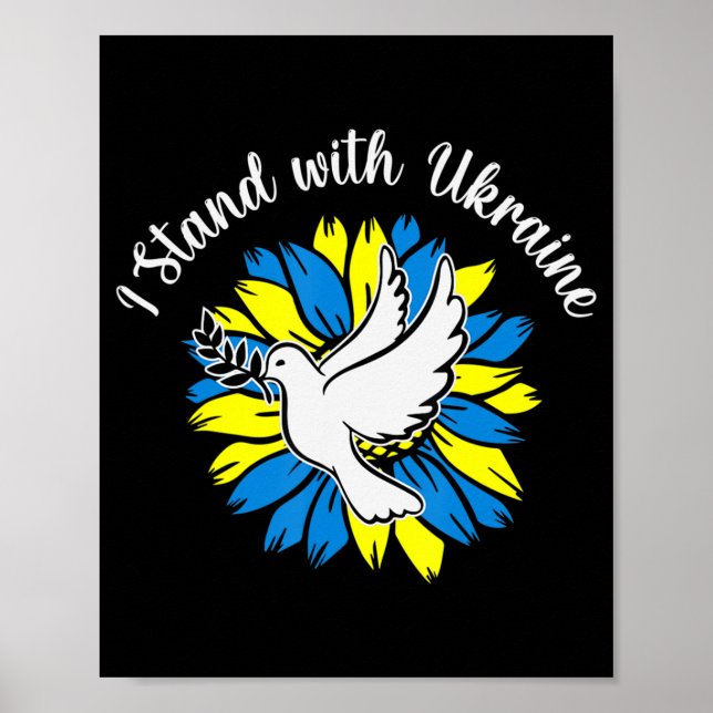 Solrossolrosukrainska Flagga Dove Ukraina. Poster (Framsidan)