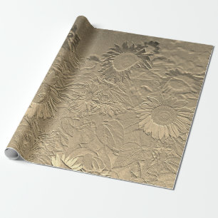 Solrossols Guld Blommigt Chic Design Decoupage Presentpapper