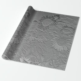 Solrossols Silver Grått Blommigt Design Decoupage Presentpapper