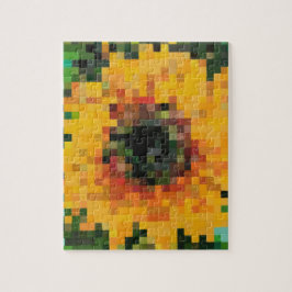 Solrossolskalig Blommigt Pixel Art Pussel