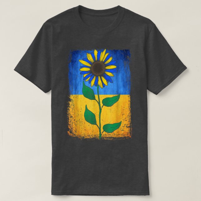 Solrossolstånd, ukrainska Flagga Vintage Ställning T Shirt (Design framsida)