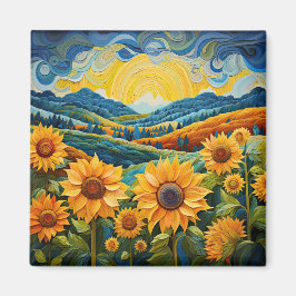 Solrossoluppgång Abstrakt Nature Illustration Magnet