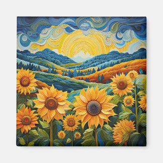 Solrossoluppgång Abstrakt Nature Illustration Magnet