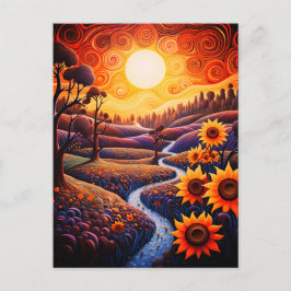 Solrossoluppgång Abstrakt Nature Illustration Vykort