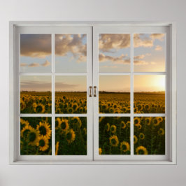 Solrossoluppgång i Blommigten Fake Window Poster