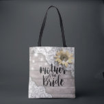 Solrossorna bröllop Snöre Tygkasse<br><div class="desc">Budens mamma Bröllop Tote Bag-mallar - Vintage Snöre,  solros och String Ljus på Rustic Wood Background. En Perfekt för din stora dag! Alla textstorlekar i Stil,  Färg kan anpassas efter dina behov.</div>