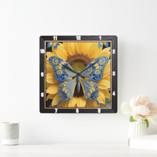 Solrossorten Butterfly Fyrkantig Klocka