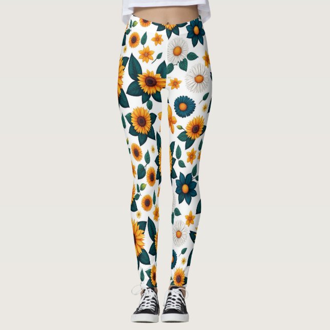 Solrosstampede: Naturens Groovy Disco Leggings (Framsida)