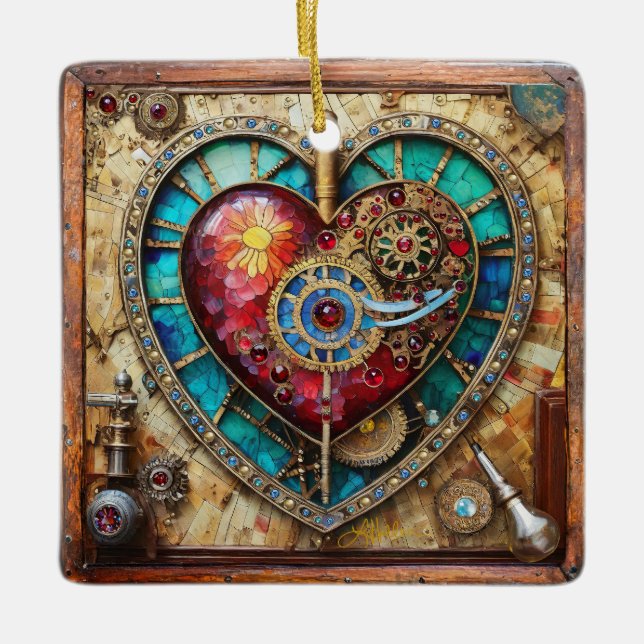 Solrosstank (Glass Heart Steampunk Series) Julgransprydnad Keramik (Framsida)