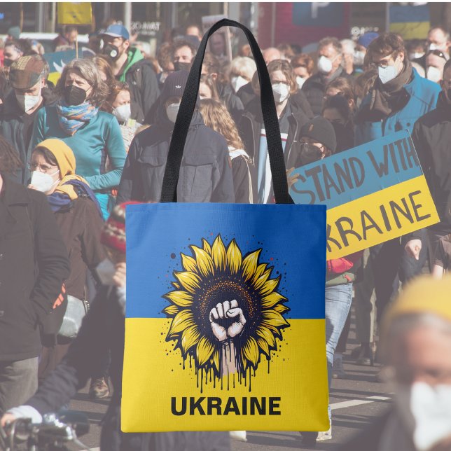 Solrosstöd för Ukraina - Flagga vid utskrift Tygkasse (Skapare uppladdad)
