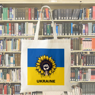 Solrosstöd Ukraina Flagga Tygkasse