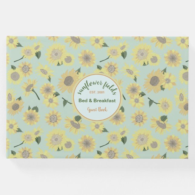 Solrosstrålning Blommigt Vacation Bed Breakfast Gästböcker (Framsida)