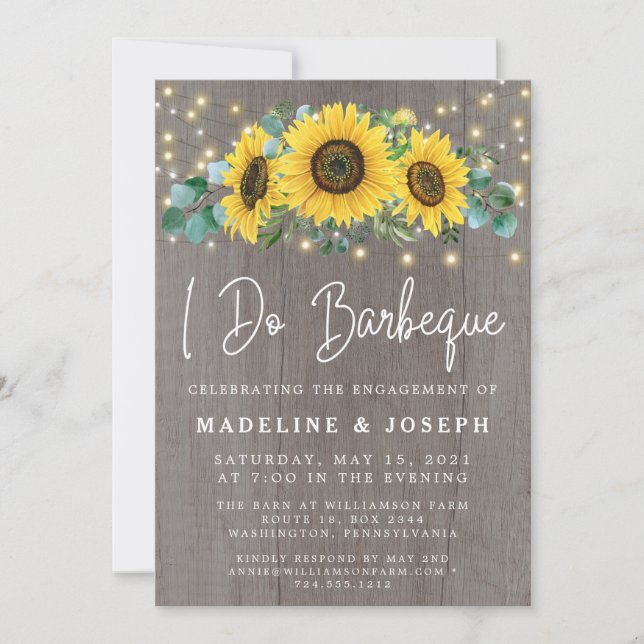 Solrossträng Ljus I Do BBQ-Förlovningsfest Inbjudningar (Framsida)