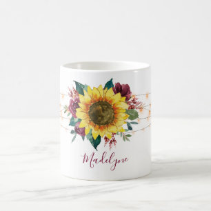 SolrosString Ljus Blommigt Monogram Kaffemugg