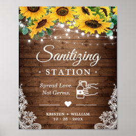 Solrosstryck Ljus Sanitizing Station Sign Poster