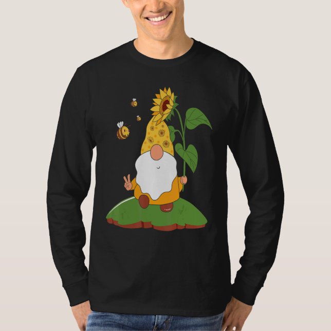 Solrostomgryn med bin Hippie Gnome T Shirt (Framsida)