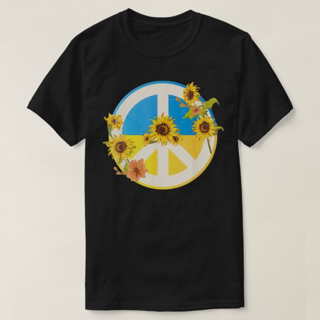 Solrosukrainska Flagga Jag står på Ukrainas sida T Shirt (Design framsida)