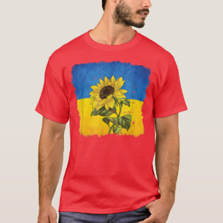 Solrosukrainskt flagga i stånd med Ukraina T Shirt