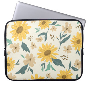 Solrosutan mönster. Gultens daisy på av med Laptop Fodral