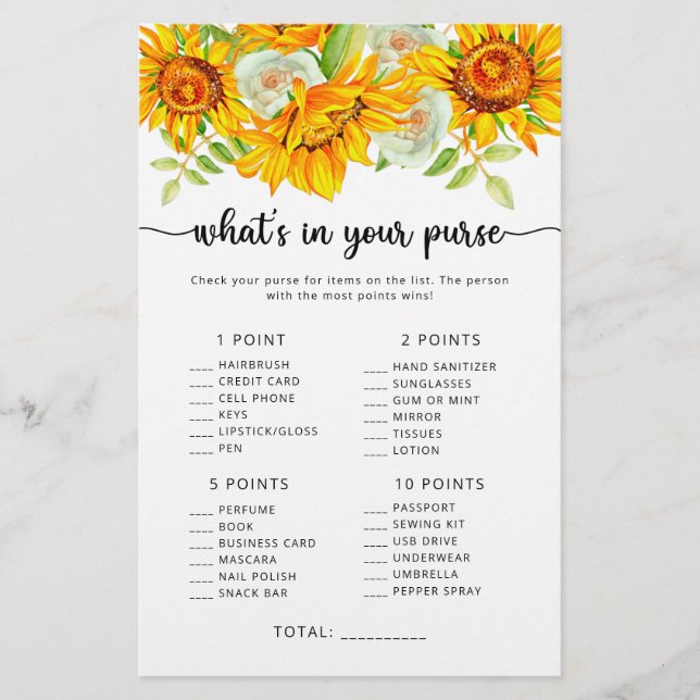 Solrosvad som finns i ditt handväska (Framsida)