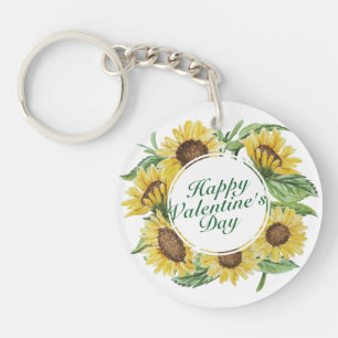 Solrosvalentin blom- ram Keychain för dag