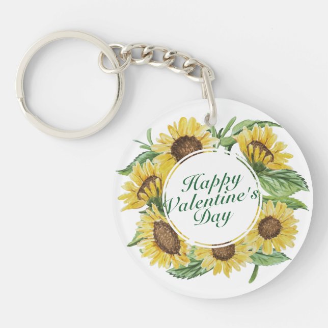 Solrosvalentin blom- ram Keychain för dag (Framsidan)