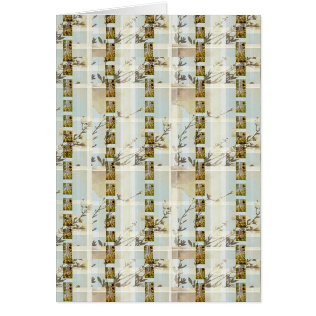 Solrosvallmo Floralplaid Giftcard Hälsningskort (Framsidan)